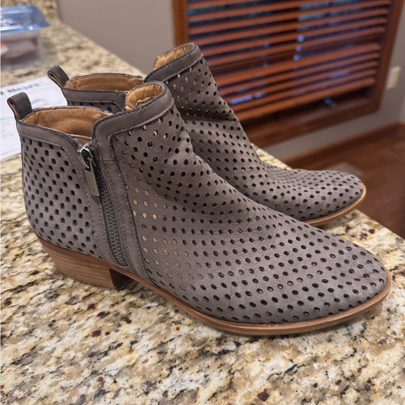 Lucky Brand Taupe Perforated Ankle Booties - Picture 1 of 4